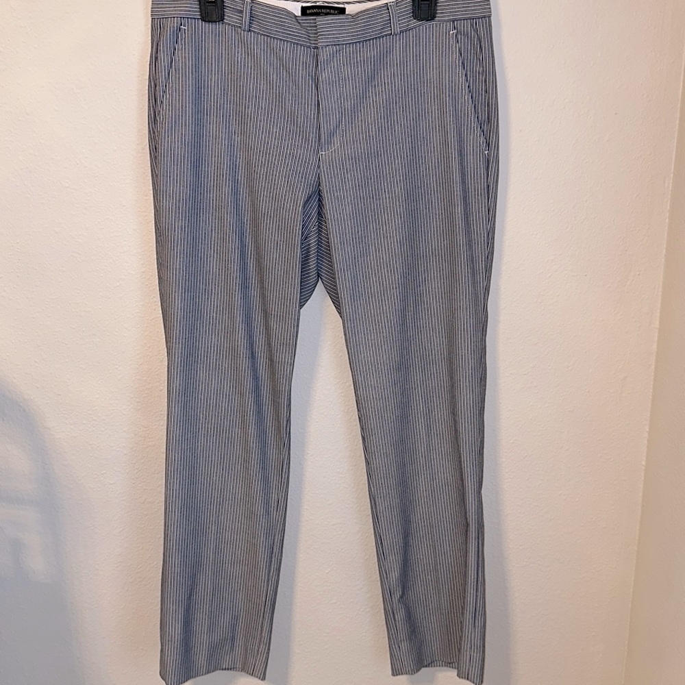 navy striped pixie pants